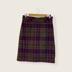 LL Bean Wool Blend Plaid Pencil Skirt